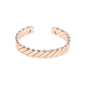 Hot Selling High Quality Unisex Jewelry Copper Rose Gold Health Magnetic Big S Rope Magnetite Cuff Bracelet