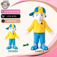 Costume de mascotte en peluche personnalisé pour garçon à long nez avec tenue jaune, costume de personnage de dessin animé OEM/ODM