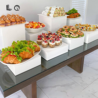 Offre Spéciale Hôtel Fournitures Blanc Acrylique Rectangle Cube Présentoir Alimentaire Buffet Riser Affichage