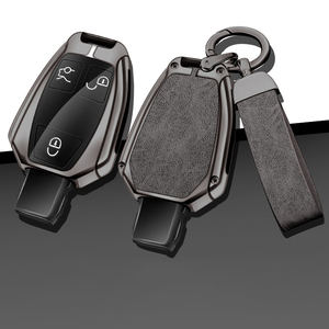 Étui de protection pour <span class=keywords><strong>clé</strong></span> de voiture en alliage de zinc et cuir pour <span class=keywords><strong>Mercedes</strong></span> Benz Classe A, B, C, S, AMG, GLA, CLA, GLC, W176, W221, W204, W205, accessoires pour <span class=keywords><strong>porte</strong></span>-clés - Product Image 1