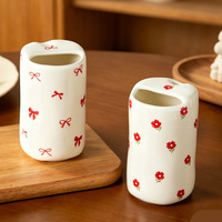 Tasse à café en céramique peinte à la main de 10 oz avec trou de boisson, idéale pour la maison et le bureau, cadeau pour les amateurs de café