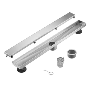 Desagüe de Ducha Invisible de 24 Pulgadas con Acabado de Acero Cepillado, Desagüe Lineal de Acero Inoxidable para Inserción en Azulejos, para Remodelación de Baños - Product Image 1