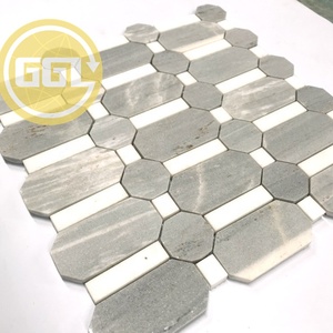 Mosaïque de marbre gris <span class=keywords><strong>octogonal</strong></span> de qualité supérieure pour salle de bain, cuisine, salon, hôtel, villa, hall, décoration murale <span class=keywords><strong>et</strong></span> de sol intérieure - Product Image 5