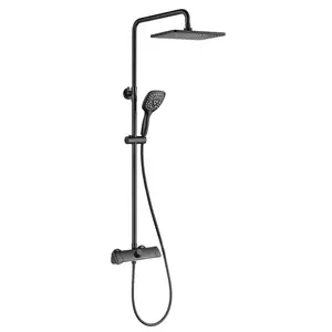 Combinação de chuveiro fojian hanc banheiro, novo design preto chuveiro combinação com cabeça do chuveiro mão e bica ajustável