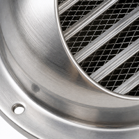 Grille d'aération murale moderne en acier inoxydable, type dôme, à bord arrondi, étanche, extérieure, réglable, avec moustiquaire, pour salle de bain