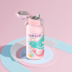 550ml 3d Printing Baseball Cap Lid Mermaid Printing Double-wall Stainless Steel <b>Bottle</b> Vacuum <b>Flask</b> For Kids Travel Drinkware - Product Image 3