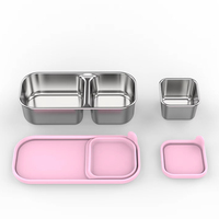 Aohea Boîte à lunch pour enfants en acier inoxydable Écologique 304 Matériau étanche 2 compartiments Boîte à lunch Bento Couvercle PP Pot à collation Pot alimentaire