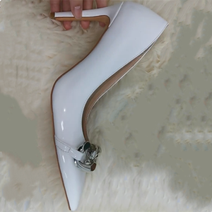 Concise Fashion Women <b>Pumps</b> Sexy Metal Chain Pointed Toe on Thin High Heel Women Dress Shoes Plus Size 45 - Product Image 5