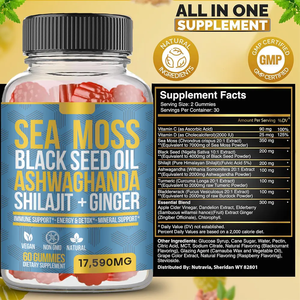 OEM Himalayan Shilajit Gummies 60 Count Fulvic Acid <strong>Sea</strong> <strong>Moss</strong> Black Seed Ashwagandha Energy Immune Mineral Support - Product Image 4