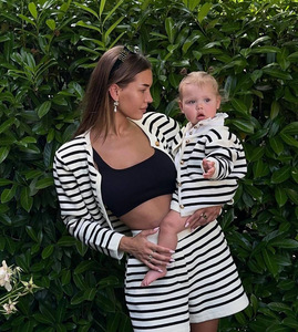 Soiling Xu Hướng Thời Trang Tất Cả Các <span class=keywords><strong>Seasan</strong></span> Crew Cổ Thanh Lịch Đơn Ngực Cardigans Cao Eo Quần Short Sọc Giản Dị Hai Mảnh Bộ - Product Image 6