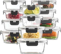 Verrouiller le couvercle en verre à haute teneur en borosilicate récipient alimentaire four bol ensemble verre