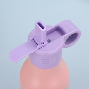 New Style Colorful 550ml <b>Flask</b> Stainless Steel Water Bottle <b>With</b> Folded <b>Straw</b> Lid Handgrip Sports - Product Image 4
