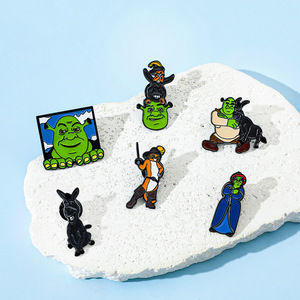 Vente chaude, populaire en Europe et en Amérique, dessin animé populaire, <span class=keywords><strong>Shrek</strong></span> Donkey, pour épinglette en émail, badges en métal pour vêtements, broche, accessoires - Product Image 1