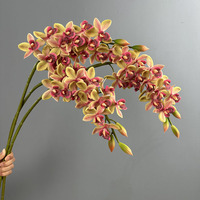 Bunga Anggrek Cymbidium Artificial Premium Berkualitas Tinggi dengan Sentuhan Lembut dan Realistis untuk Buket Pernikahan, Dekorasi Vas Meja Rumah