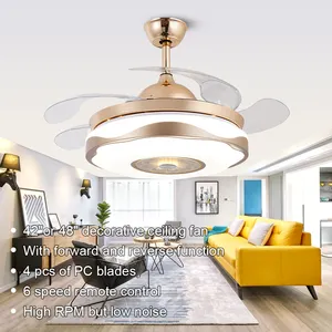 Hot Sale Modern Simple Indoor Fan Chandelier Big 4 Blades Gold Modern Low Profile Ceiling Fan