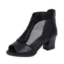 Summer New Release <span class=keywords><strong>Chaussures</strong></span> de danse en maille à bout ouvert pour femmes Sandales de danse carrées respirantes européennes américaines - Product Image 3