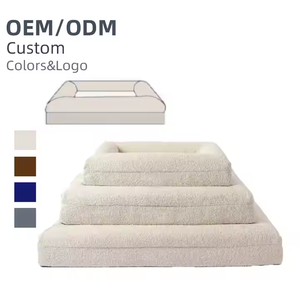 Cama para perro de espuma ortopédica Boucle de hilo crema neutral de lino impermeable cubierta extraíble lavable - Product Image 5
