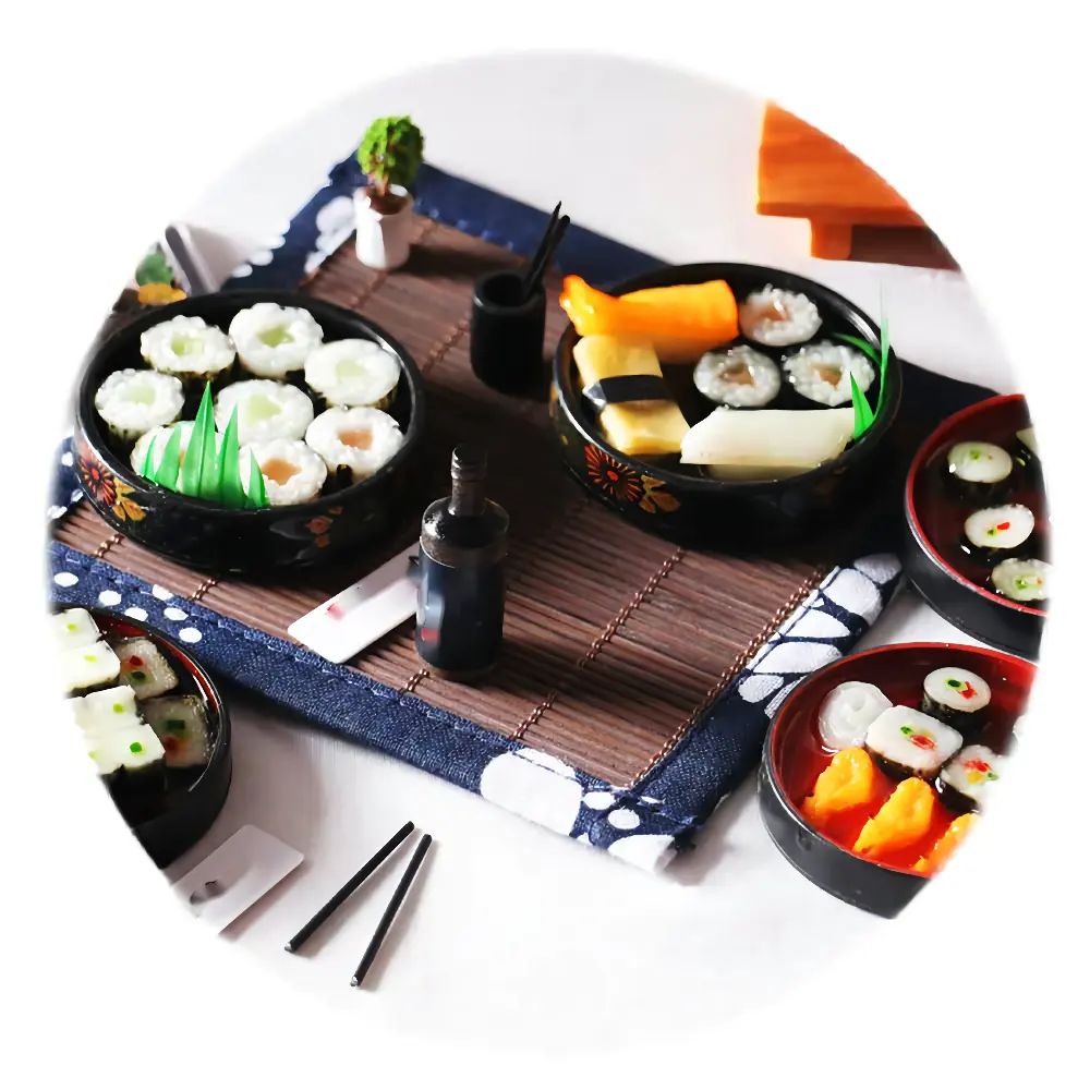 Simulazione cucina giapponese Set Sushi modelli di vino per accessori per case delle bambole miniature di giocattoli alimentari