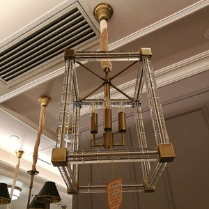 Lámpara colgante geométrica para cocina, farol de hierro forjado de 4 luces, Isla, granja, candelabro de cristal - Product Image 4