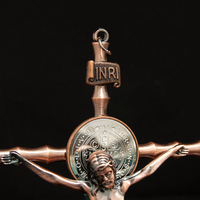 Nouveau Crucifix de Prière Catholique Plaqué Or HT 2026, Artisanat Métallique Multicolore, Croix de Jésus INRI pour Église et Maison