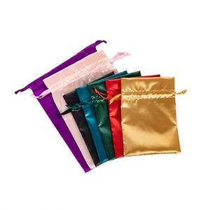 Sac en satin personnalisé, recyclable et réutilisable, pochette cadeau à cordon, de luxe, pour cheveux, bijoux, cosmétiques, maquillage, perruques, téléphone portable, chaussures, anti-poussière - Product Image 5