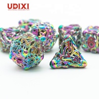 Pour Udixi Logo personnalisé RPG donjons et Dragons polyédriques jeu de dés métal creux avec emballage de boîte en métal Durable