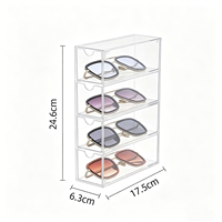 Présentoir de bureau CYC, étagère de rangement multicouche anti-poussière, support portable pour lunettes de soleil et lunettes