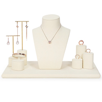 Ensemble de présentoirs à bijoux Jinsky de couleur beige, présentoir à anneaux de forme spéciale, porte-boucles d'oreilles avec barre en T, présentoirs à bijoux pour vitrine