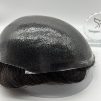 Rambut Palsu Pria Super Tipis 0.08mm, Densitas 90% 120% 130% 140%, Lurus, 100% Remy Indian Human Hair, Sistem Rambut PU Buatan Tangan
