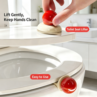 Lève-siège de toilette double usage à ventouse, poignée anti-salissure mains libres pour couvercle de toilette, boule colorée, accessoire de salle de bain pour usage quotidien