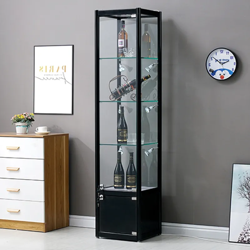 Gmart Zeitgenössische Küche Wohnzimmer Möbel Glas Ecke Schnaps Wein regal Tisch Bar Wein regal Schränke Mit LED-Licht