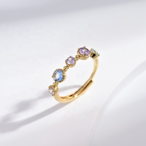 wholesale plata 925 <b>silver</b> Minimalist blue opal gem <b>ring</b> Everyday Wear open <b>Adjustable</b> unique 14k gold plated turquoise <b>rings</b> - Product Image 5