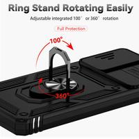 Coque de téléphone antichoc Armor Defender avec support anneau et protection d'objectif pour Redmi Note 14 Pro Plus Note 13 12 11