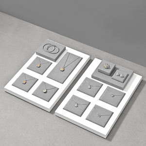 FANXI <span class=keywords><strong>di</strong></span> lusso grigio microfibra customizzato vetrina espositore gioielli Set anello Display espositore gioielli per negozio al dettaglio - Product Image 2