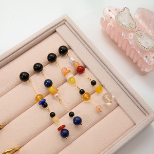 Pendientes de araña con borlas de cuentas acrílicas coloridas, joyería de moda para fiestas - Product Image 3