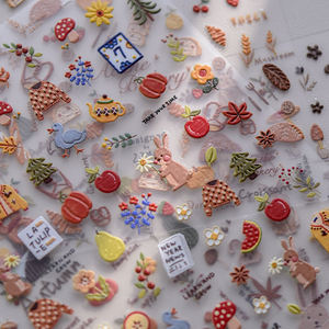 Venta al por mayor de fábrica recién llegado pegatina de uñas autoadhesiva 5d pegatina en relieve otoño lindo dibujos animados dulces pegatinas de uñas - Product Image 4