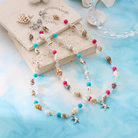 Conjunto de Pulseras y Collar de Conchas Marinas, Perlas y Abalorios de la Serie Océano, Diseño de Verano para la Playa