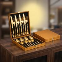 Ensemble de Couverts de Luxe Moderne en Or et Argent Sterling, en Acier Inoxydable, Écologique, Léger et Portable, Vente en Gros