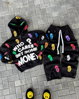 Conjuntos Deportivos al por Mayor para Hombre, 420 GSM, 100% Algodón, Ropa Urbana de Alta Calidad, con Cierre, Estampado Puff, Personalizable, Conjunto de 2 Piezas
