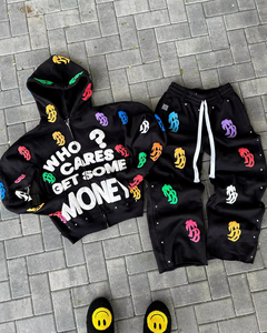 Conjuntos de Moletom para Homens por Atacado 420 GSM 100% Algodão Alta Qualidade Streetwear com Zíper Personalizado <span class=keywords><strong>2</strong></span> Peças - Product Image 1