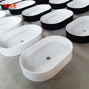 Lavabo de Baño de Diseño Moderno KKR, Lavabo de Superficie Sólida de Piedra Artificial con Cubierta de Atone - Product Image 1