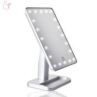 Meilleurs fabricants de bureau Miroir de courtoisie éclairé de table carré et portable avec lumières Miroir cosmétique à led de maquillage rechargeable
