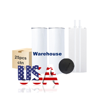KOCDAM USA Warehouse Grosir 30oz 20oz Tumbler Stainless Steel Dinding Ganda untuk Sublimasi dengan Sedotan