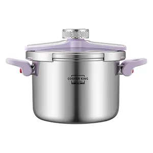 Casserole à pression en acier inoxydable avec poignée en plastique, écologique, ouverture et fermeture faciles, compatible gaz et induction, grande capacité, poignée pliable épaisse - Product Image 1