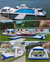 Protection solaire loisirs PVC gonflable maison de bateau de baignade plate-forme de ponton Sports nautiques pour adultes île flottante avec tente