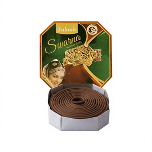 Bobines d'encens Tulasi Swarna, diamètre 13,5 cm, durée de combustion de 24 heures, aromathérapie religieuse indienne, parfum d'ambiance - Product Image 2