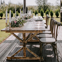 Tables et chaises de fête en bois de pin pliant rustique, Table de mariage de ferme pour événements
