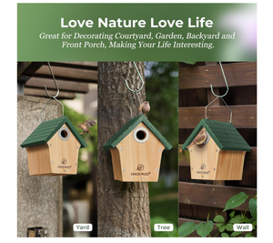 Luxe Solide Motif En Bois Caméra Moineau Amour Grands Oiseaux Pet Nid Boîte Élégante Cage Maison - Product Image 6