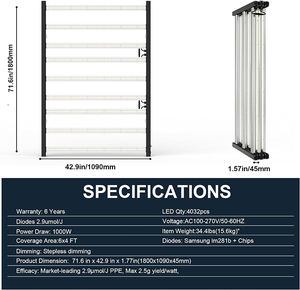 Sanyiba 9 10 бар 1000 Вт Lm2835 301H Evo оптовая продажа водонепроницаемый коммерческий светодиодный светильник для роста бар замена Hps - Product Image 4