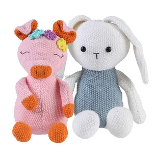 New Children's Knitted Plush Animal Toys Custom Made Baby Comfort Animal Knitted Toys Sleeping Doll